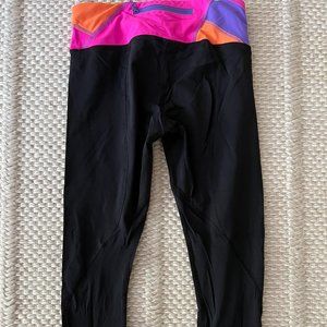 Lululemon Run Inspire Crop Black & Pink Size 4